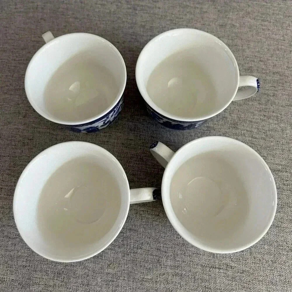 Vintage Set of 4 Blue & White - Blue Willow Coffee Cups Mugs Made In England - Picture 2 of 7